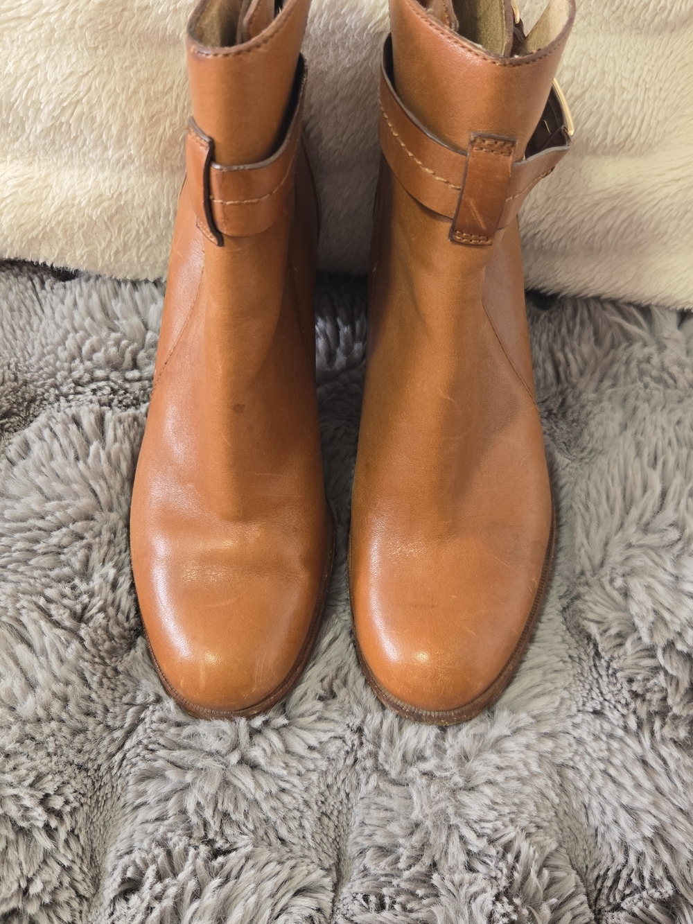 Coach Tan Leather Ankle Booties with Buckle Detail - Picture 2 of 3
